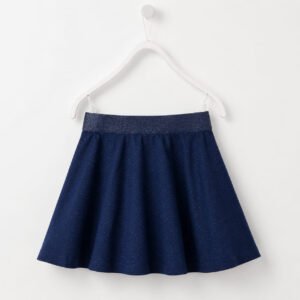 Navy Blue Sparkle Waist Flared Skirt