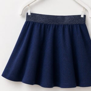 Navy Blue Sparkle Waist Flared Skirt
