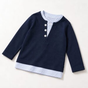 Navy Layered Henley Top