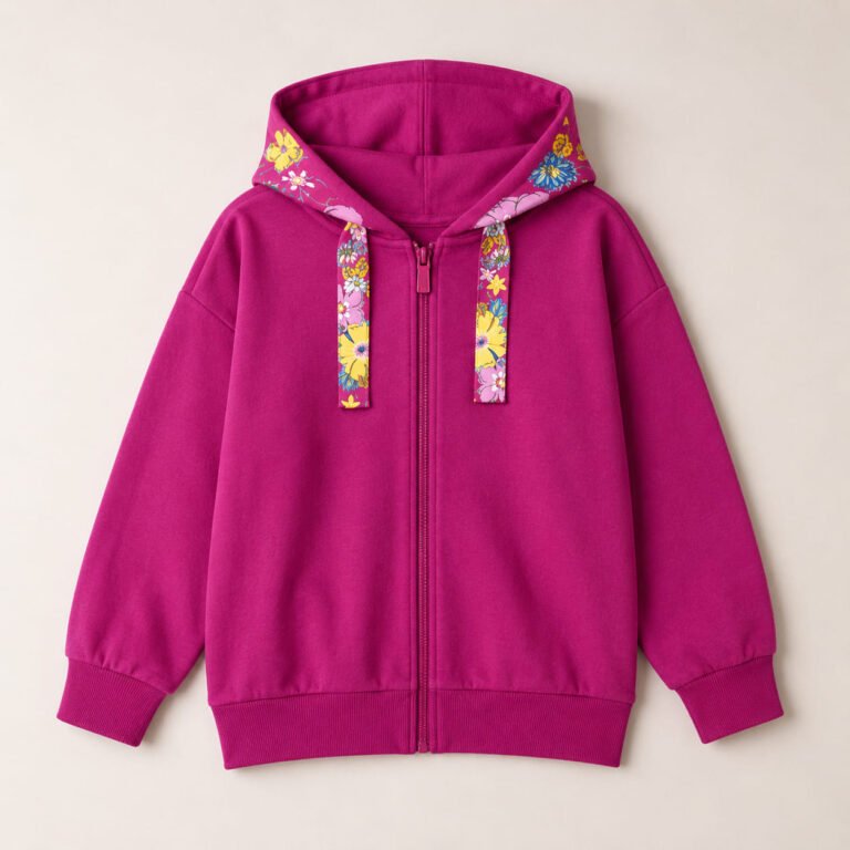 Women’s Floral Trim Zip-Up Hoodie