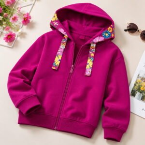 Women’s Floral Trim Zip-Up Hoodie