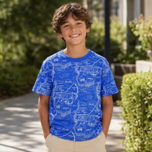 Blue Adventure Map Graphic Tee
