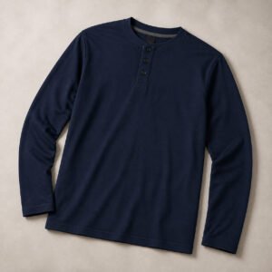 Classic Navy Long Sleeve Henley Tee