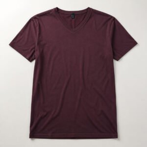 Plain Burgundy V-Neck T-Shirt