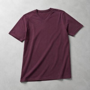 Plain Burgundy V-Neck T-Shirt