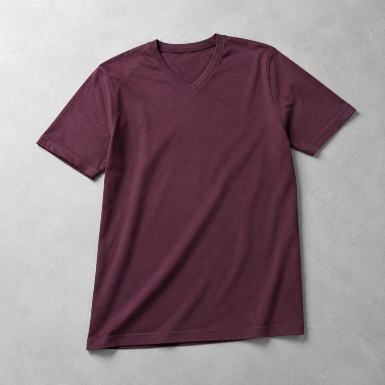 Plain Burgundy V-Neck T-Shirt