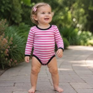 Pink Candy Stripe Baby Bodysuit