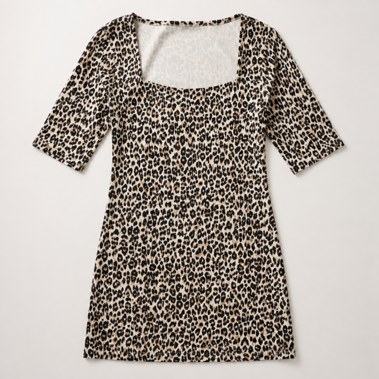 Women’s Square Neck Leopard Print Tunic Top